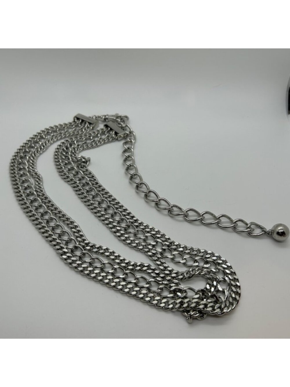 Chunky Statement Necklace or Belt Multi Strand Curb Chain Silver-tone Punk - Picture 6 of 12